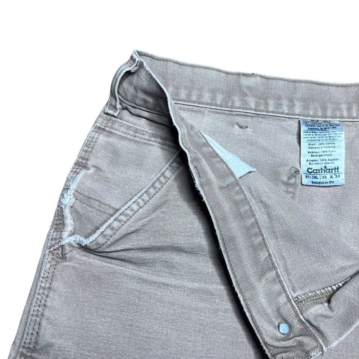 Carhartt × Vintage Vintage 2000s Carhartt Tan Carpenter Canvas Dungaree Pants Size US 37 - 5 Thumbnail