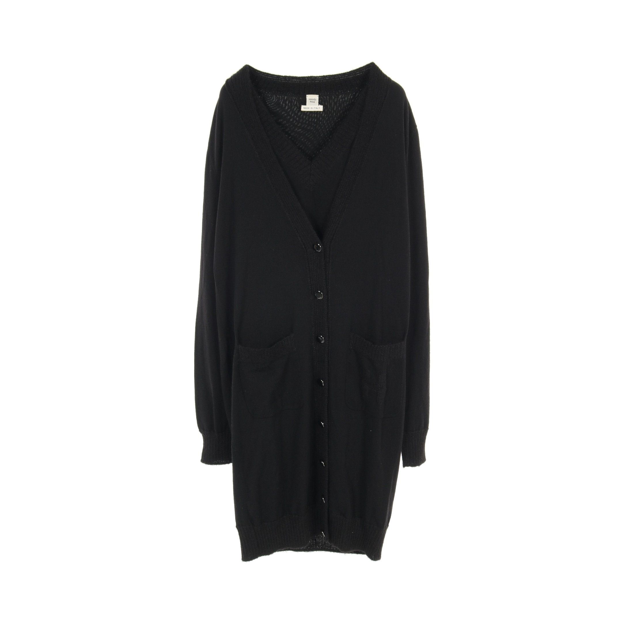 Hermes Hermes Cardigan Ensemble H Logo Wool Alpaca Black Size ONE SIZE - 1 Thumbnail