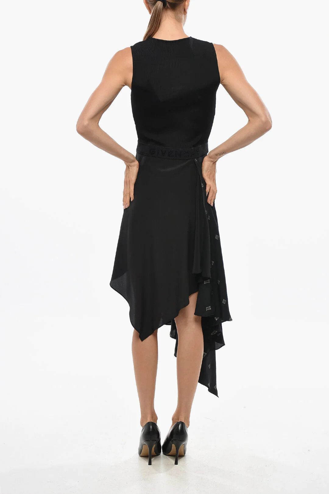 Givenchy og1mm0326 Asymmetric Dress in Black Size S / US 4 / IT 40 - 3 Thumbnail