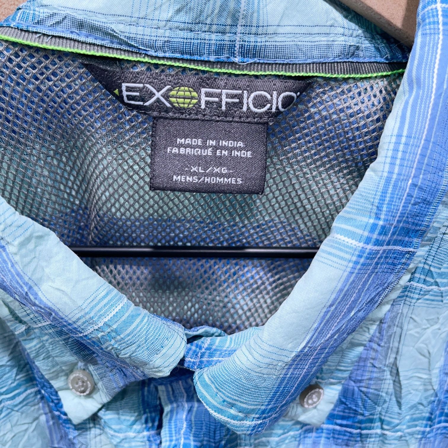 ExOfficio ExOfficio Short Sleeve Ventilated Shirt Blue Plaid Mens XL Size US XL / EU 56 / 4 - 5 Thumbnail