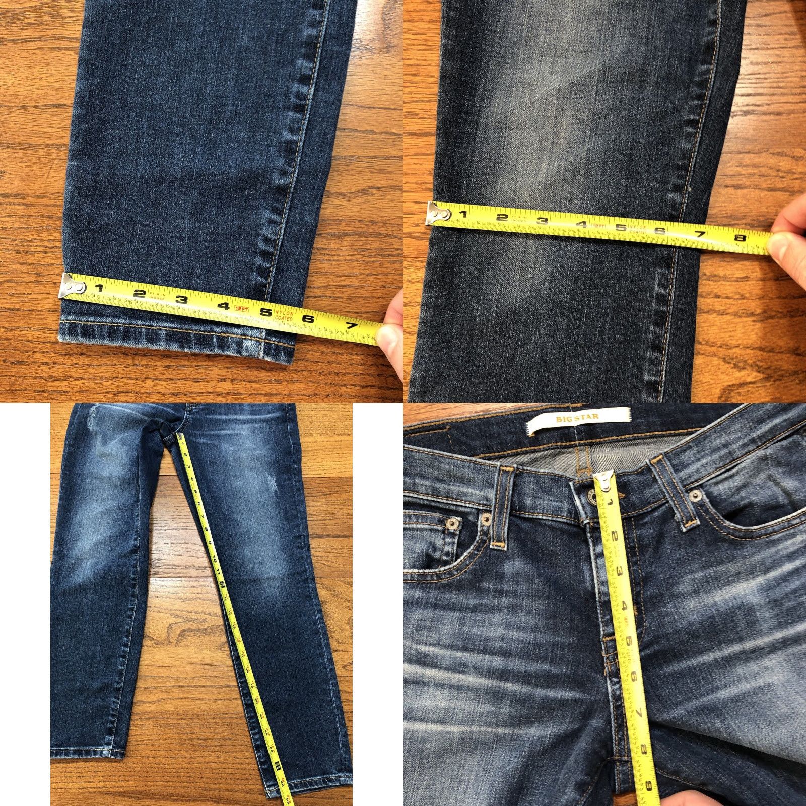 Denime Big Star Womens Jeans Capri Cropped Denim Blue 27 X 25.5 Inseam Size 27" / US 4 / IT 40 - 8 Thumbnail