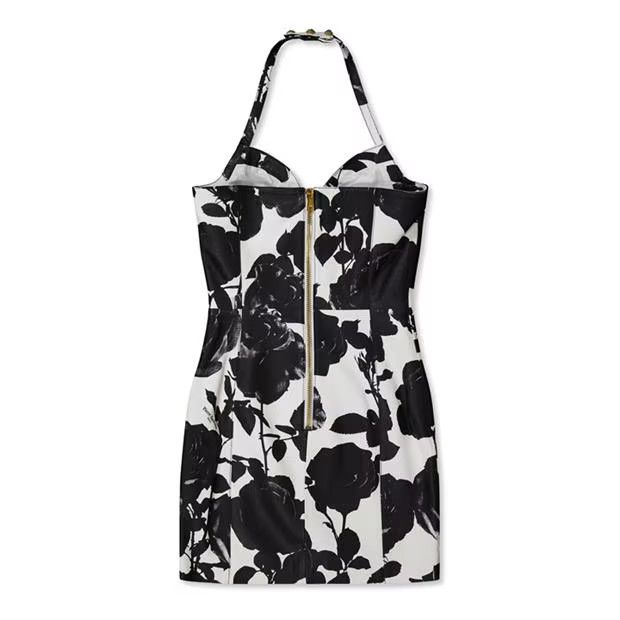Balmain o1g2r1mq0924 Mini Dress in White & Black Size XS / US 0-2 / IT 36-38 - 2 Thumbnail