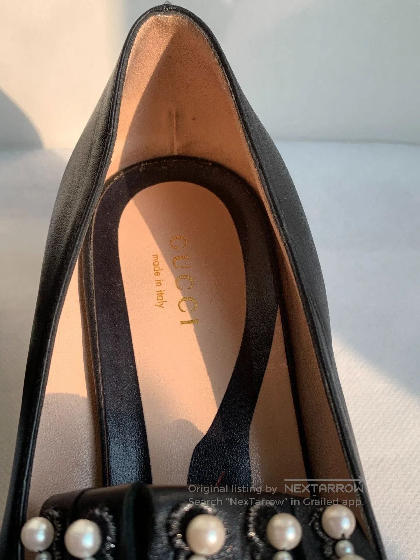Gucci Gucci Black Pearl Leather Shoes 37.5. Size US 6.5 / IT 36.5 - 3 Thumbnail
