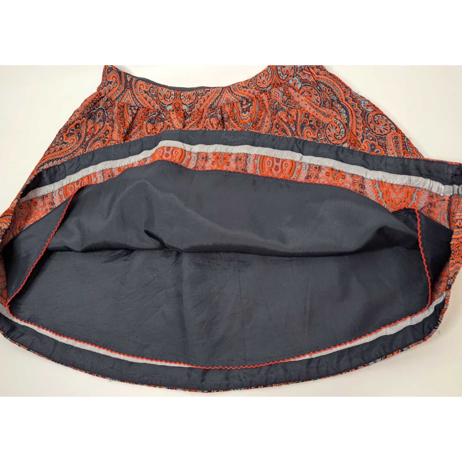 Anthropologie Moulinette Soeurs Karachi A-Line Jacquard Skirt Above Knee Size M Womens Orange Navy Size 32" / US 10 / IT 46 - 2 Thumbnail