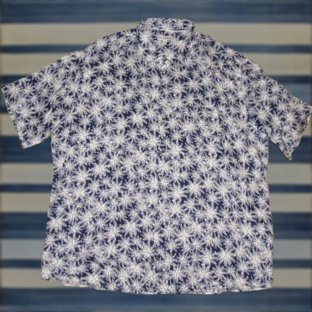 Peter Millar PETER MILLAR Blue Key Cove Linen Short Sleeve Button Down Sport Shirt XL Size US XL / EU 56 / 4 - 1 Thumbnail