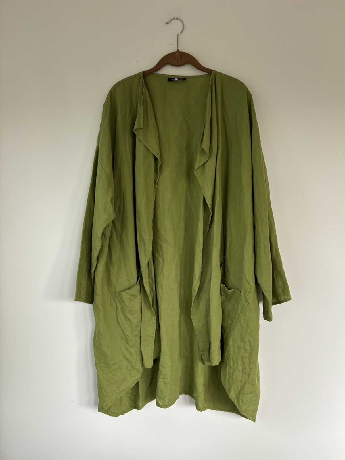 Designer × Vintage × eskandar Eskandar Linen Overshirt Prada Green Drapey Slouch Long Open Size ONE SIZE - 1 Thumbnail