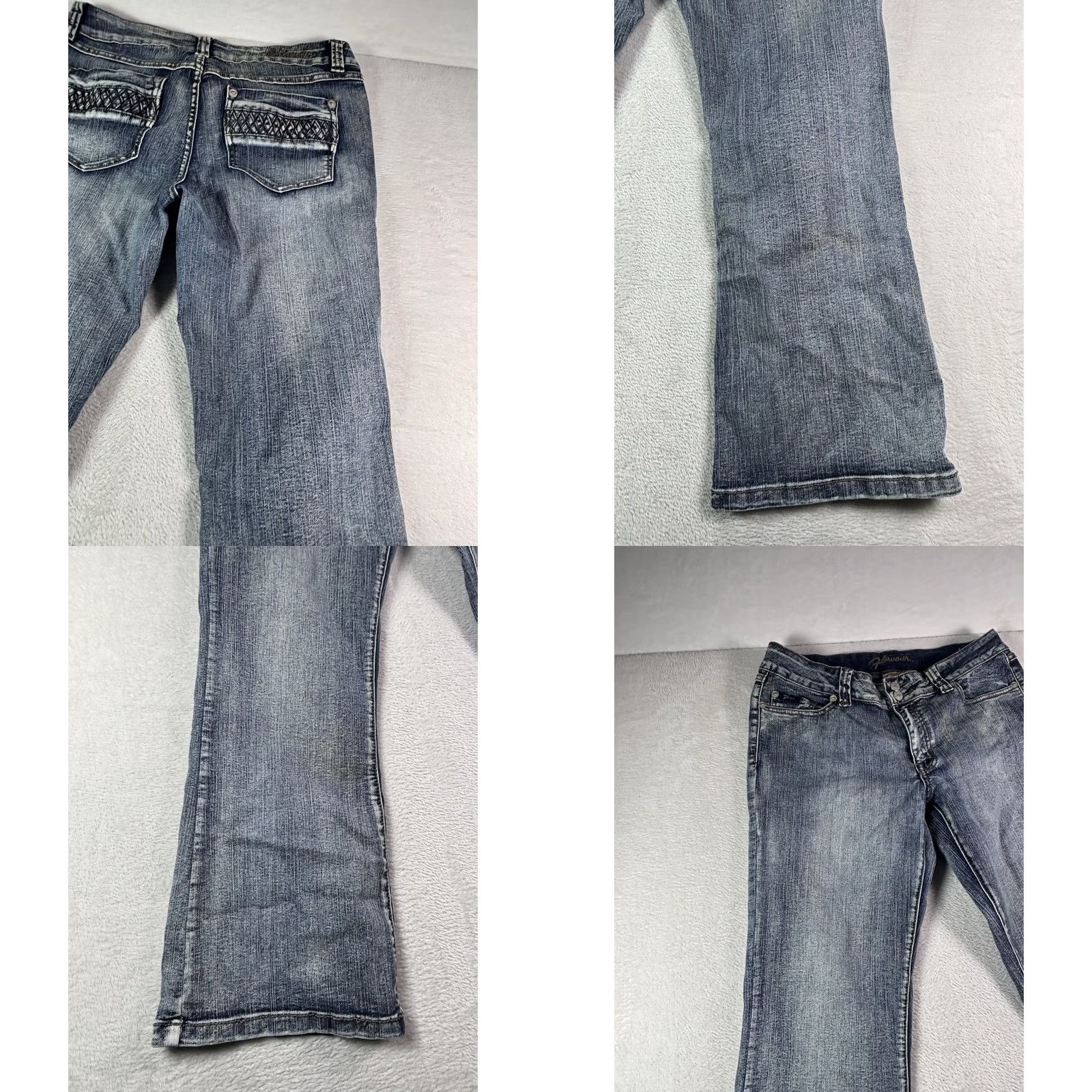 Vintage Flavour by Bubblegum Jeans Women 14P Flared Blue Wash Denim 5-Pocket Stretch Medium Wash Vintage: No 80s 90s Womens Size ONE SIZE - 9 Thumbnail