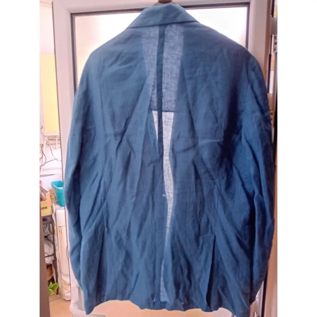 Fedeli FEDELI Blue Linen Single-Breasted Blazer - Size 56 Size 54R - 5 Thumbnail