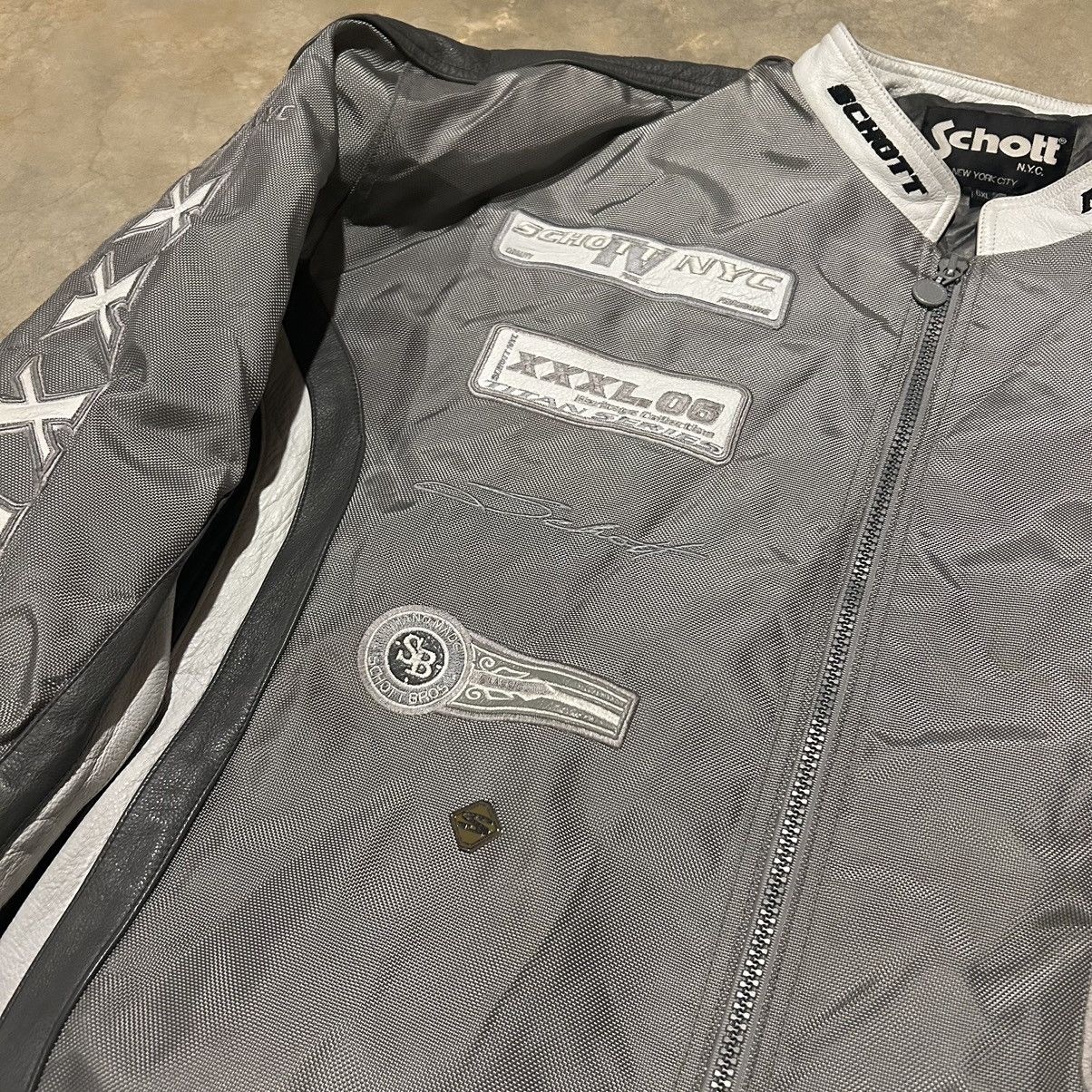 Schott × Vintage Crazy Vintage Y2K Schott NYC Oversized Racer Leather Jacket Size US XXL / EU 58 / 5 - 4 Thumbnail