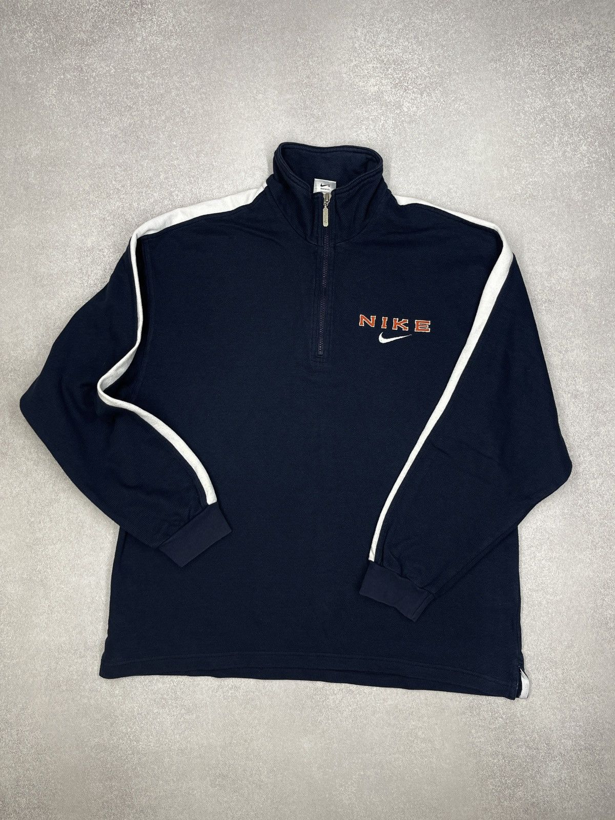 Vintage Nike 1/4 Half Zip Sweatshirt Navy Double Logo Y2K