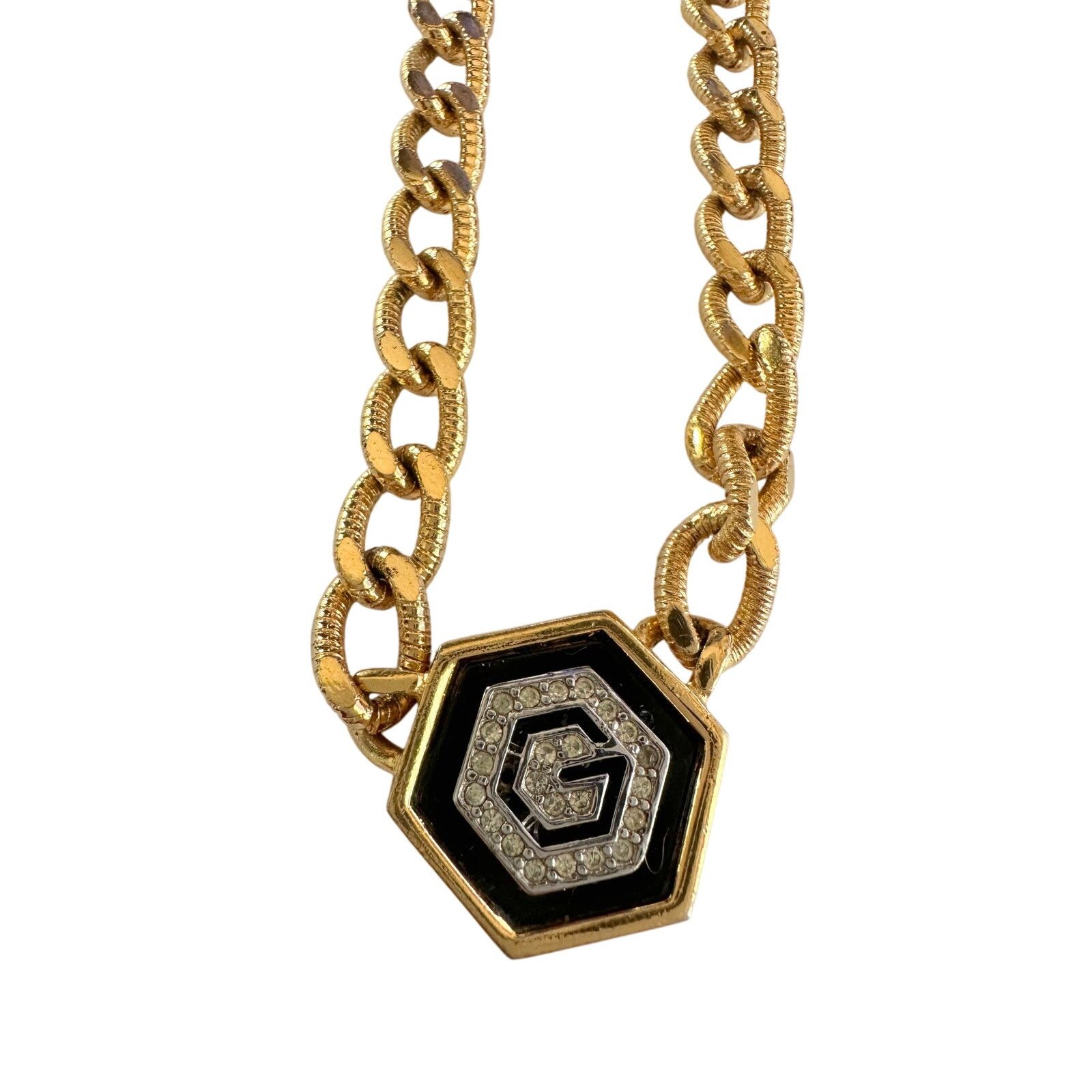 Givenchy Givenchy Vintage (1978) Necklace with "G" in Black Hexagon Size ONE SIZE - 7 Thumbnail