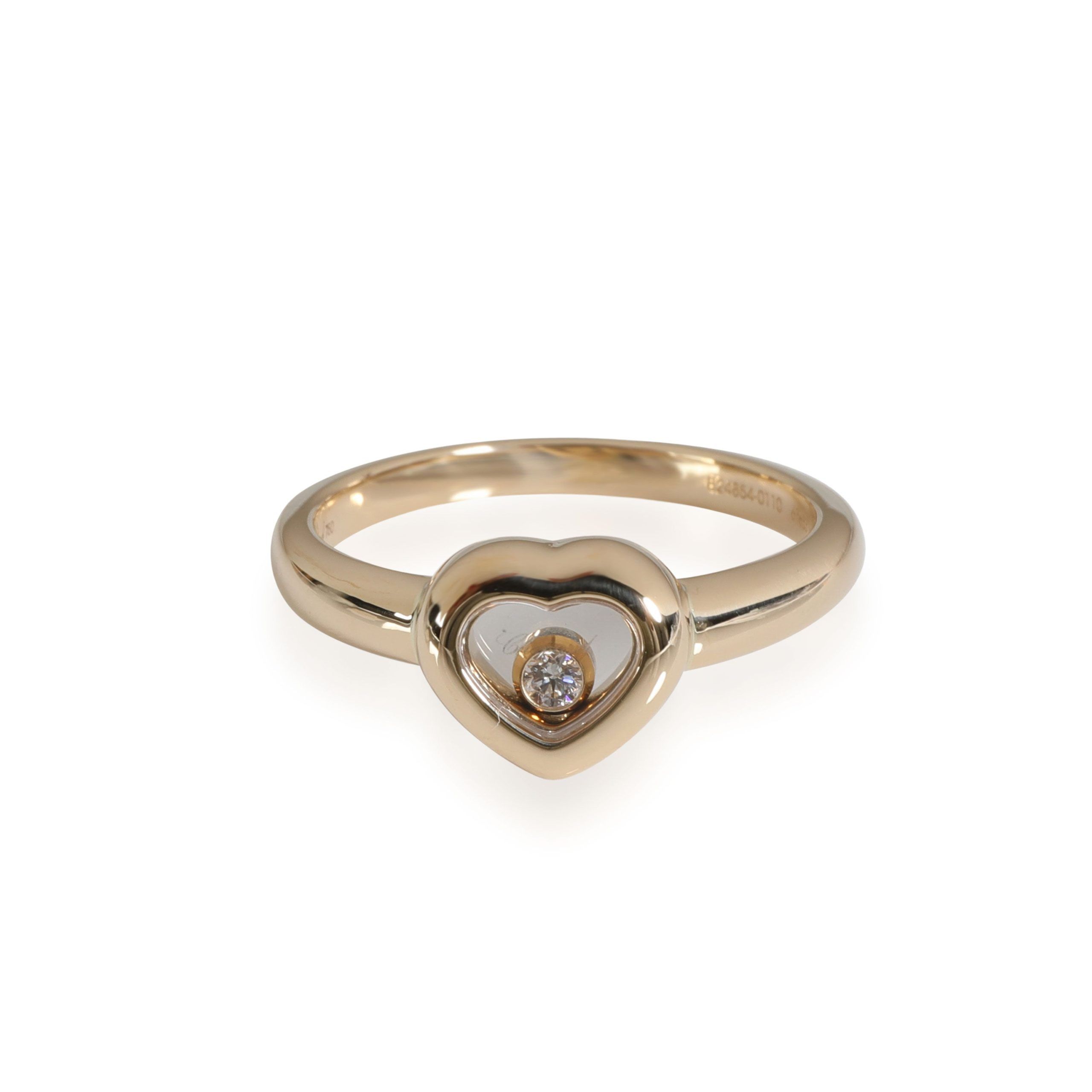 image of Chopard Happy Diamonds Heart Ring In 18K Yellow Gold 0.05 Ctw, Women's