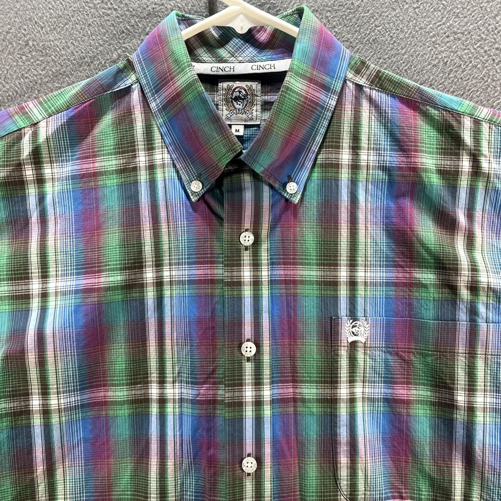 Vintage Cinch Shirt Mens Medium Green Blue Plaid Button-Down Western Rodeo Cowboy M Size US M / EU 48-50 / 2 - 2 Thumbnail