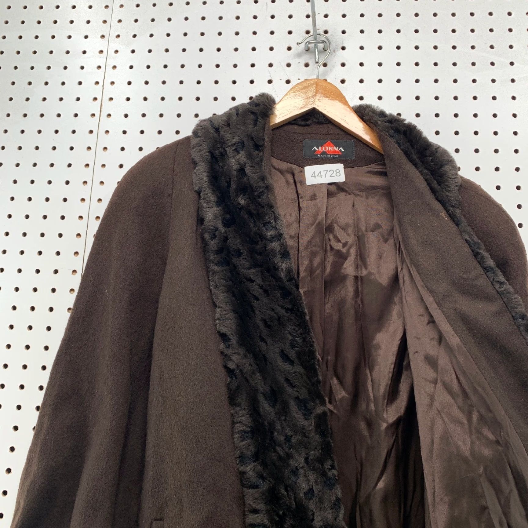 Penn VINTAGE Alorna Wool Coat Womens XL Brown Faux Fur Overcoat Size XL / US 12-14 / IT 48-50 - 7 Thumbnail