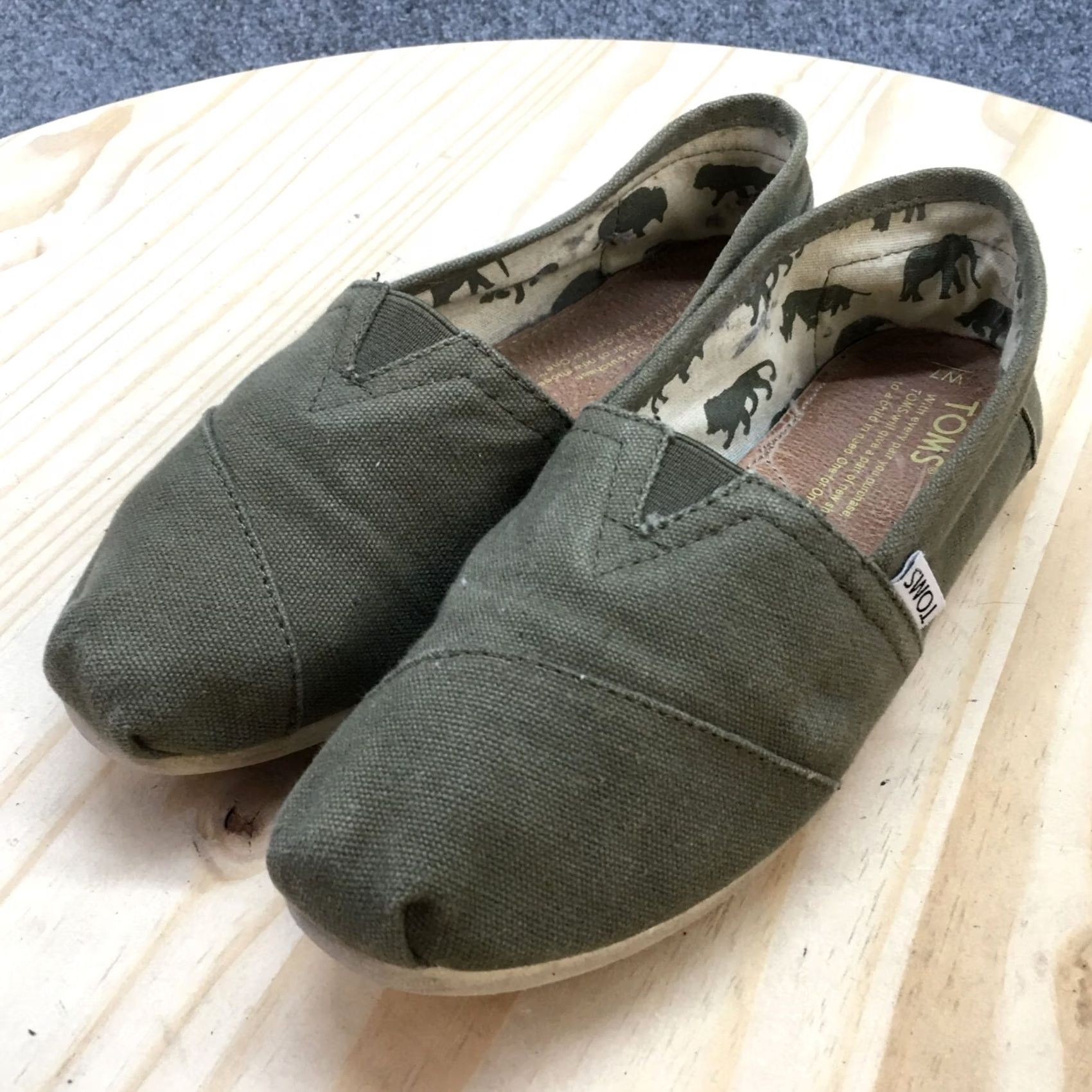 Toms TOMS Womens Loafer Slip-On Flats Green Fabric Slip-On Low Top Casual Shoes 7 Size M / US 6-8 / IT 42-44 - 3 Thumbnail
