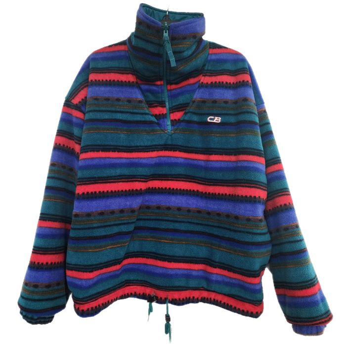 Cb Sports Mens Vintage Fleece Jacket Pullover Hoodie Size Large Aztec