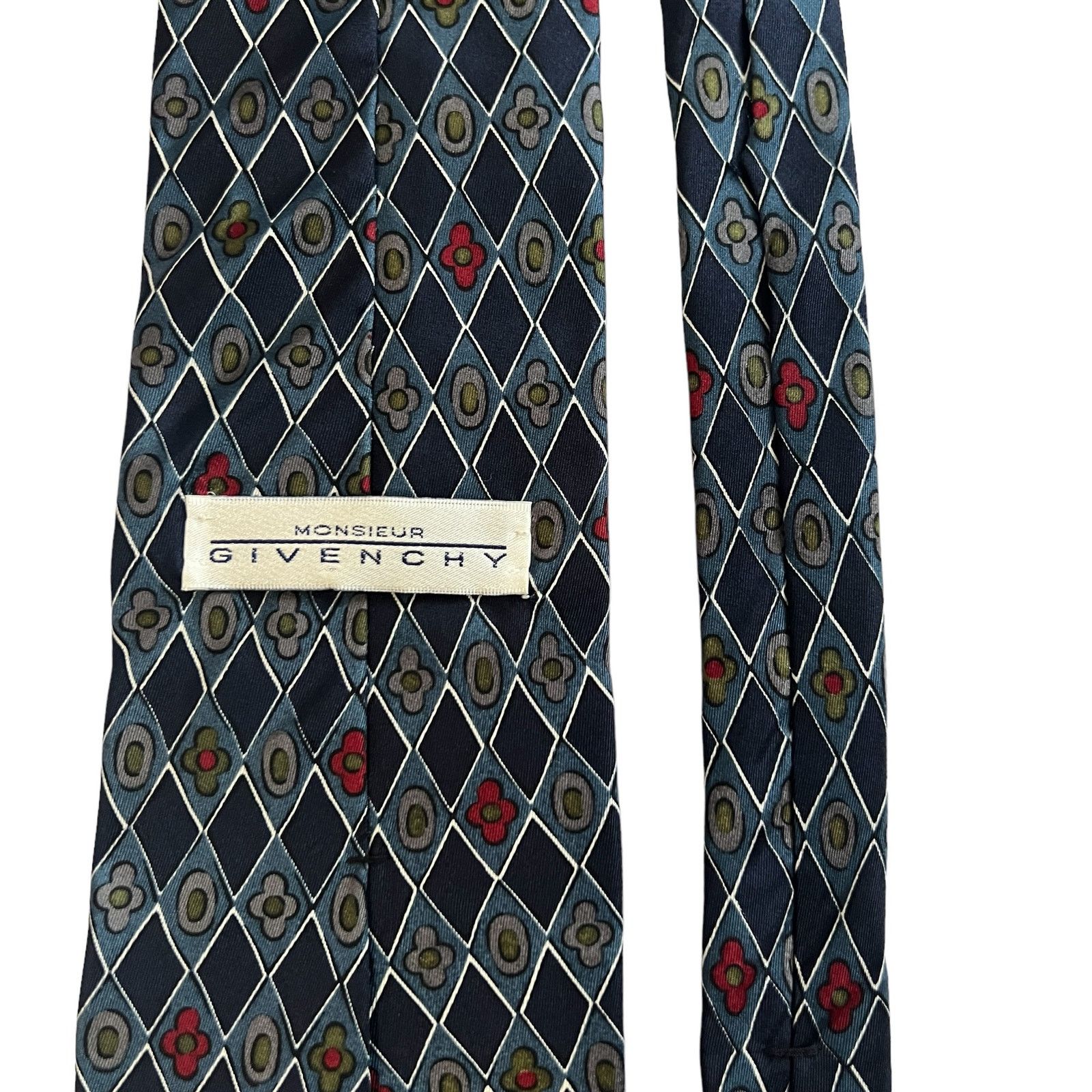 Givenchy Vintage Givenchy Monsieur Diamond Geometric Pattern Silk Tie Size ONE SIZE - 5 Thumbnail