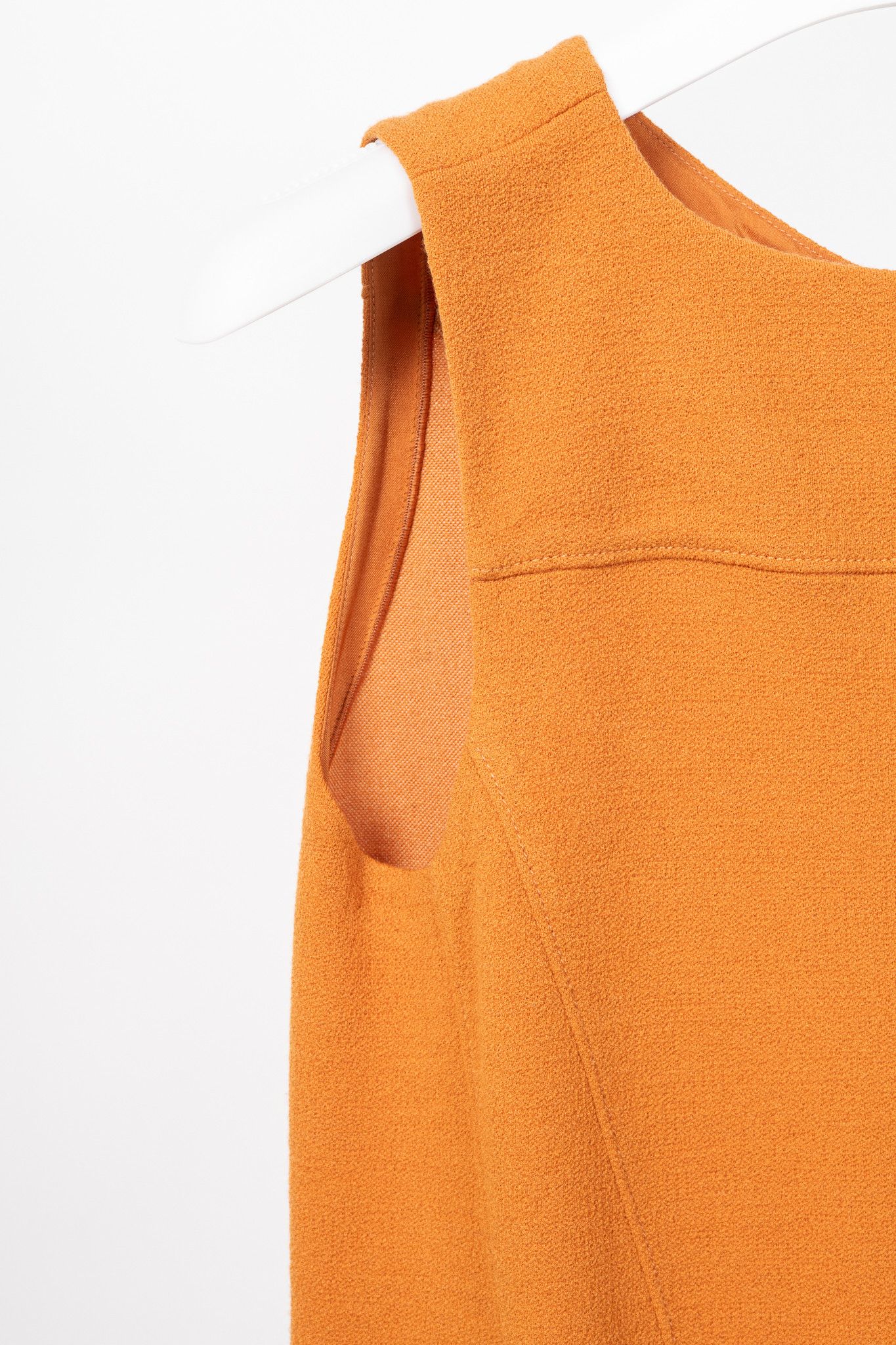 Armani Collezioni Armani Collezioni Orange Wool-Terry Sleeveless Sheath Dress Size M / US 6-8 / IT 42-44 - 4 Thumbnail