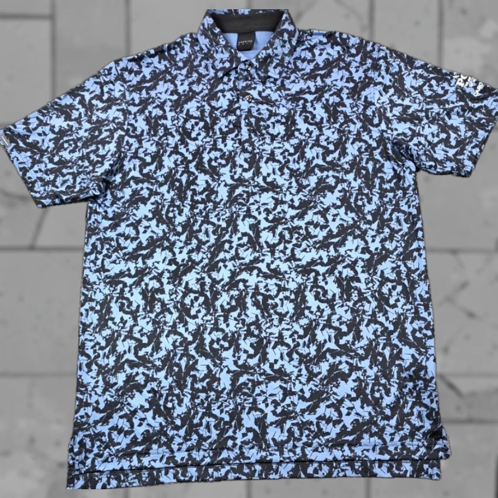 Vintage Dunning Polo Shirt Mens M Blue Camo Golf Performance Short Sleeve PGA Carolinas Shirt Size US M / EU 48-50 / 2 - 1 Thumbnail