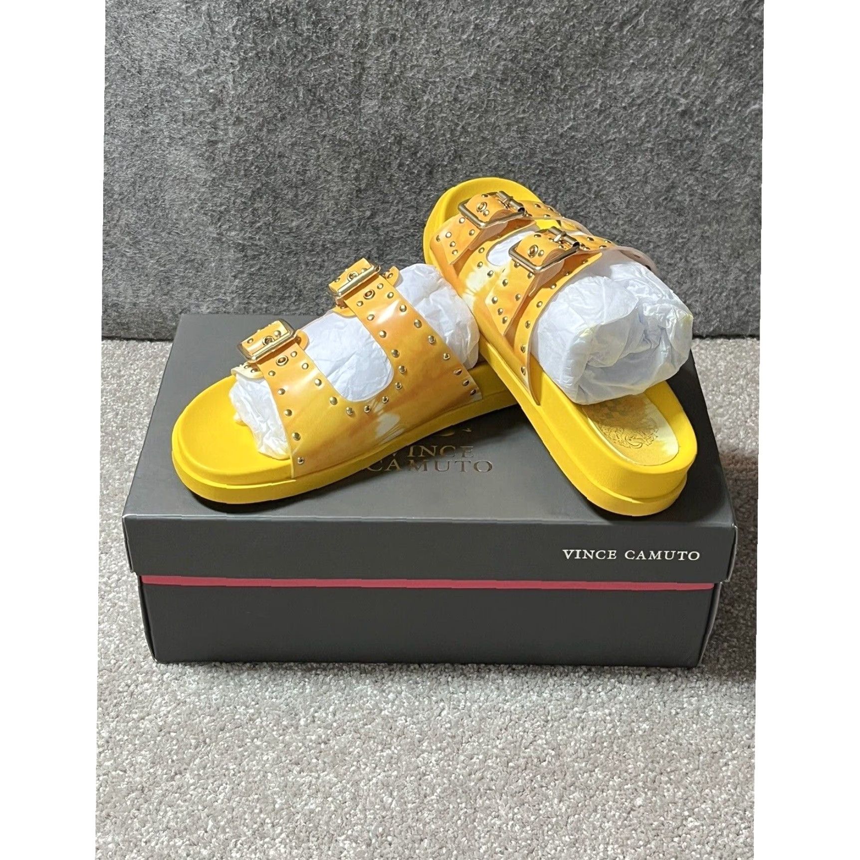 Vince Camuto Vince Camuto Platform Slide Sandals Sz 6 Tie Dye Studded Edgy Y2K Womens Slide Shoe Yellow - Women - 6 - Tie Dye - Sandal Size US 6 / IT 36 - 2 Thumbnail