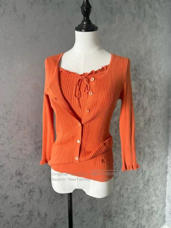 Burberry Burberry Orange Ribbed Long Sleeve Cardigan. Size S / US 4 / IT 40 - 5 Thumbnail