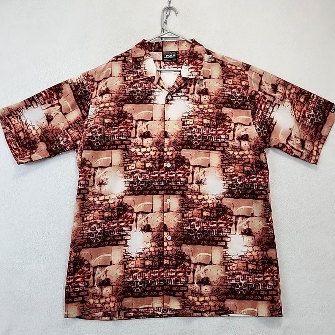 Southpole VINTAGE SOUTHPOLE Shirt Men’s XL Red Bricks Graffiti Y2K Short Sleeve Beach Vacation Size US XL / EU 56 / 4 - 4 Thumbnail