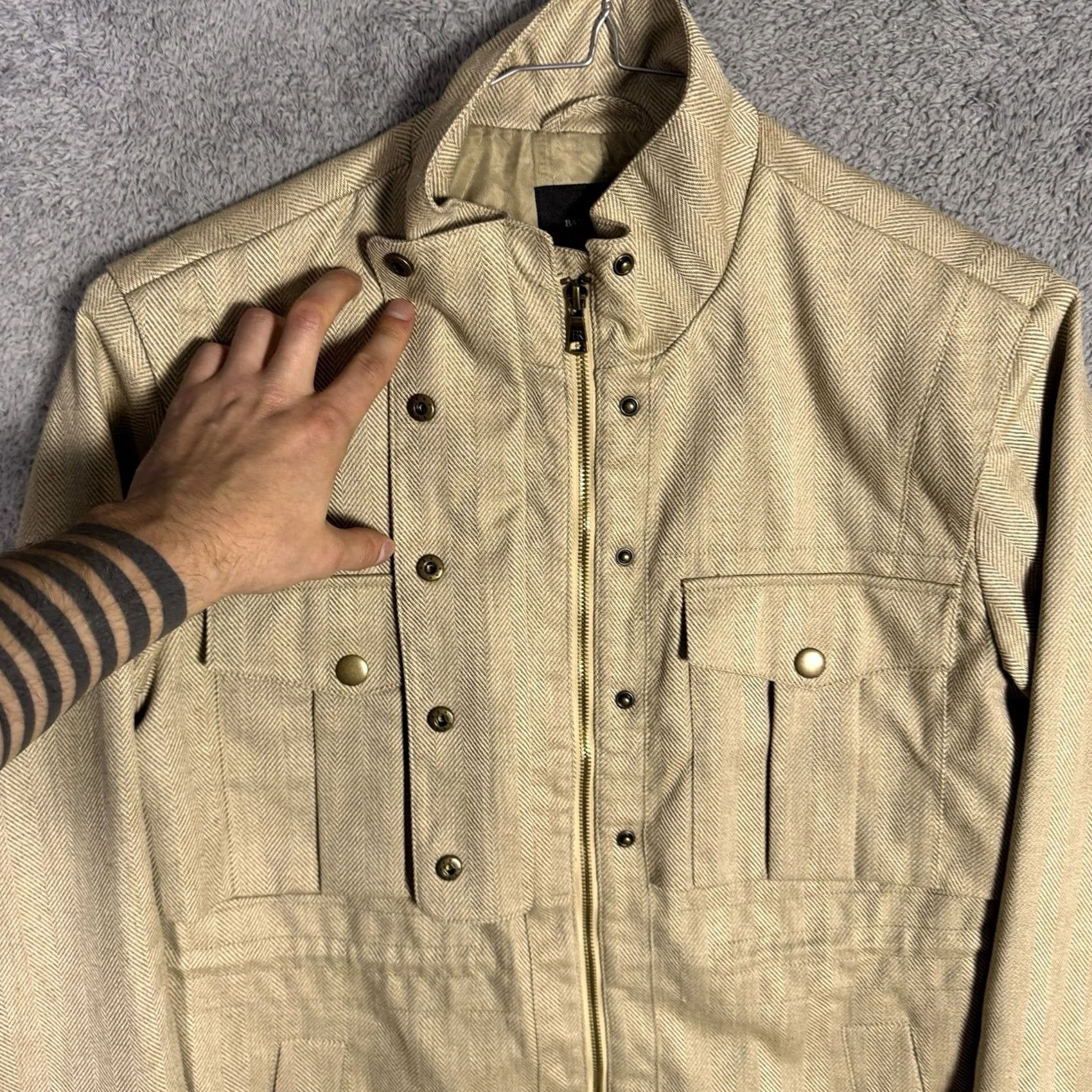 Banana Republic Banana Republic Jacket M Herringbone Utility Linen Full Zip Barn 80 Size M / US 6-8 / IT 42-44 - 6 Thumbnail