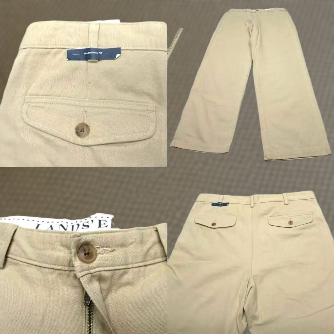 Lands' End Lands End Khaki Pants Mens Desert Chino 34x31 Regular Flat Front Straight Beige Button Zip Pockets Wrinkle Resistant Cotton Casual Business Workwear Size US 34 / EU 50 - 1 Thumbnail