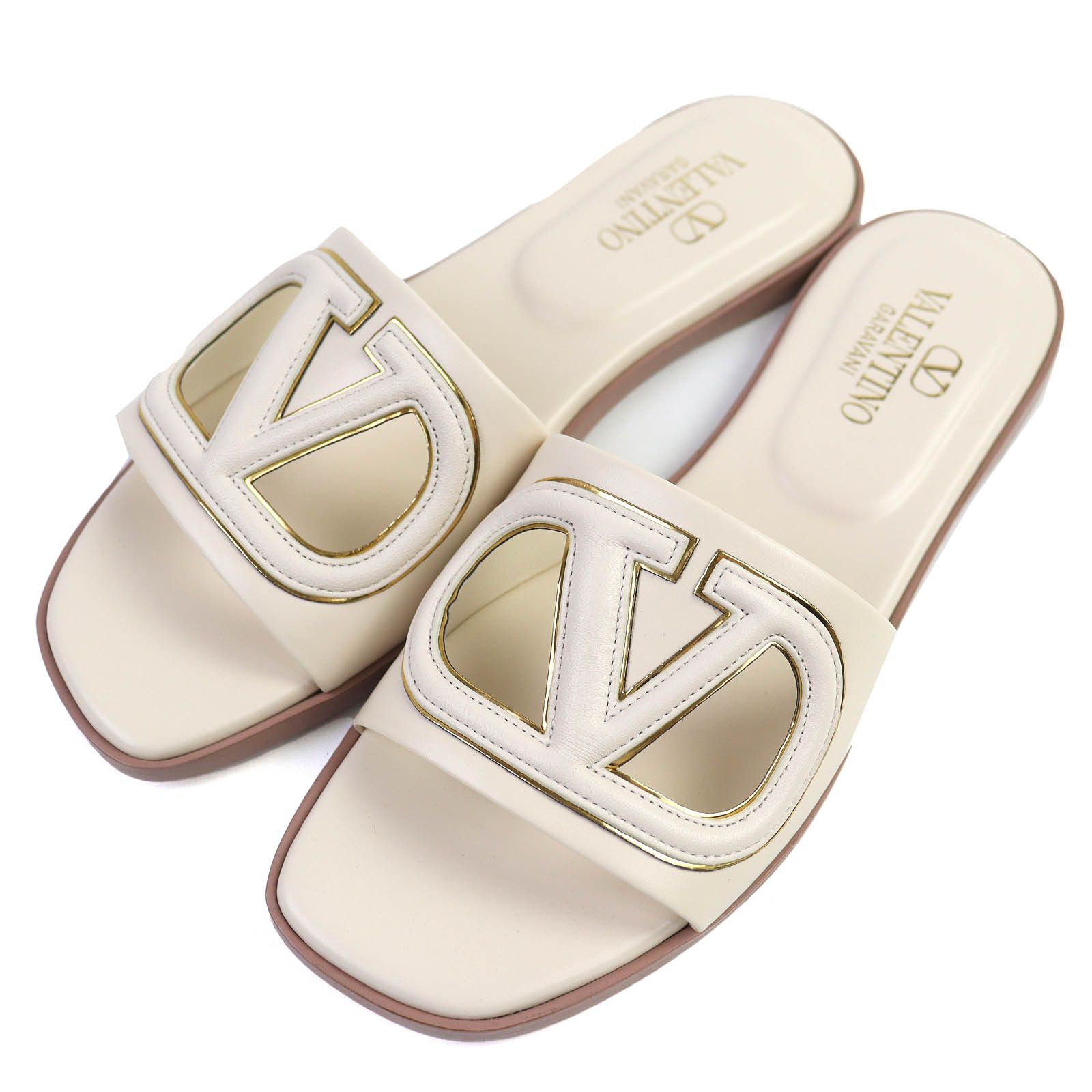 Valentino Valentino Valentino Garavani V Logo Cutout Leather Sandals Leather Shoes 4W2S0IB0 DUTY FREE for USA Size ONE SIZE - 1 Thumbnail