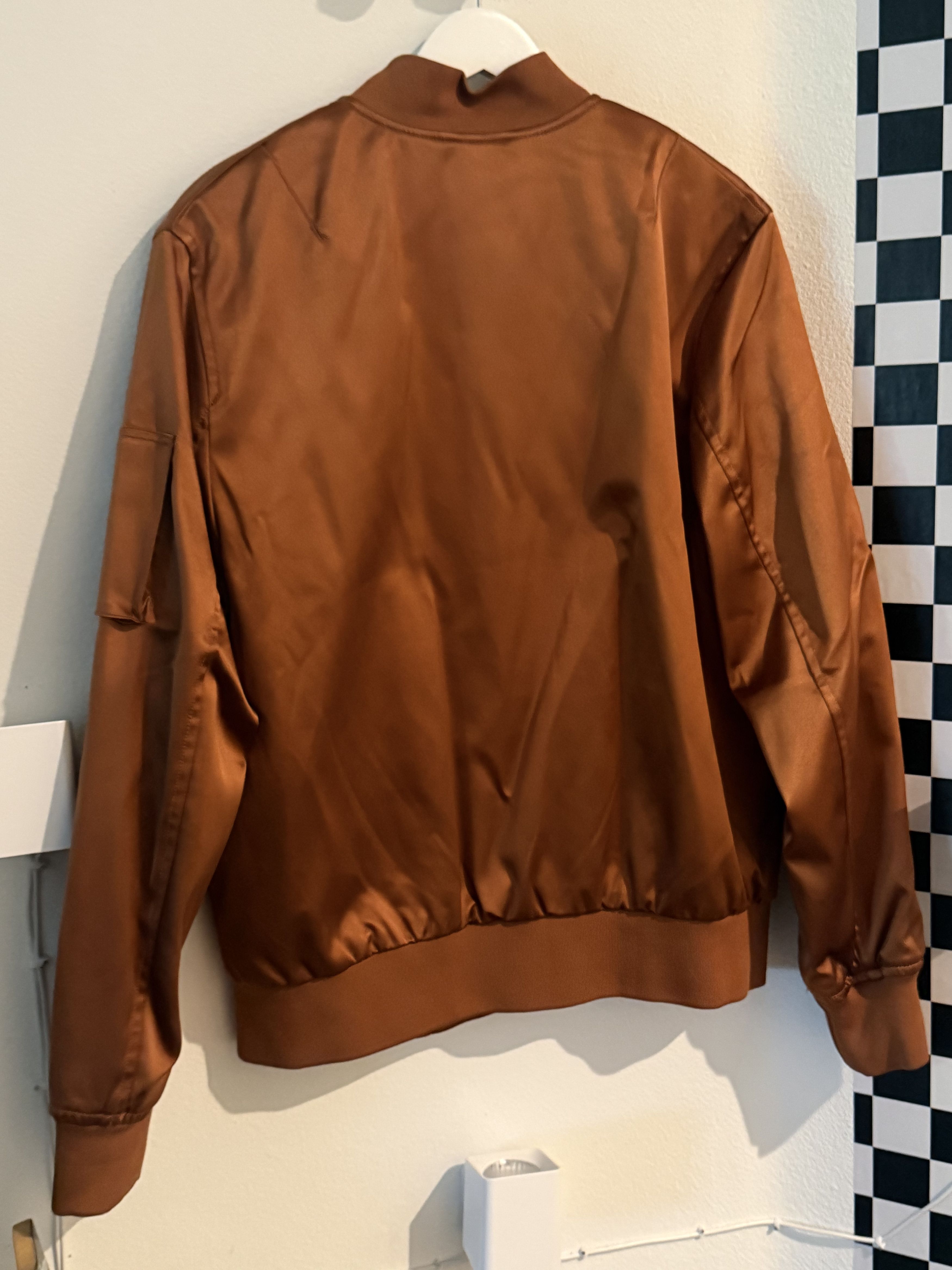 H&M Burnt Orange Satin Bomber Jacket Size US M / EU 48-50 / 2 - 2 Thumbnail