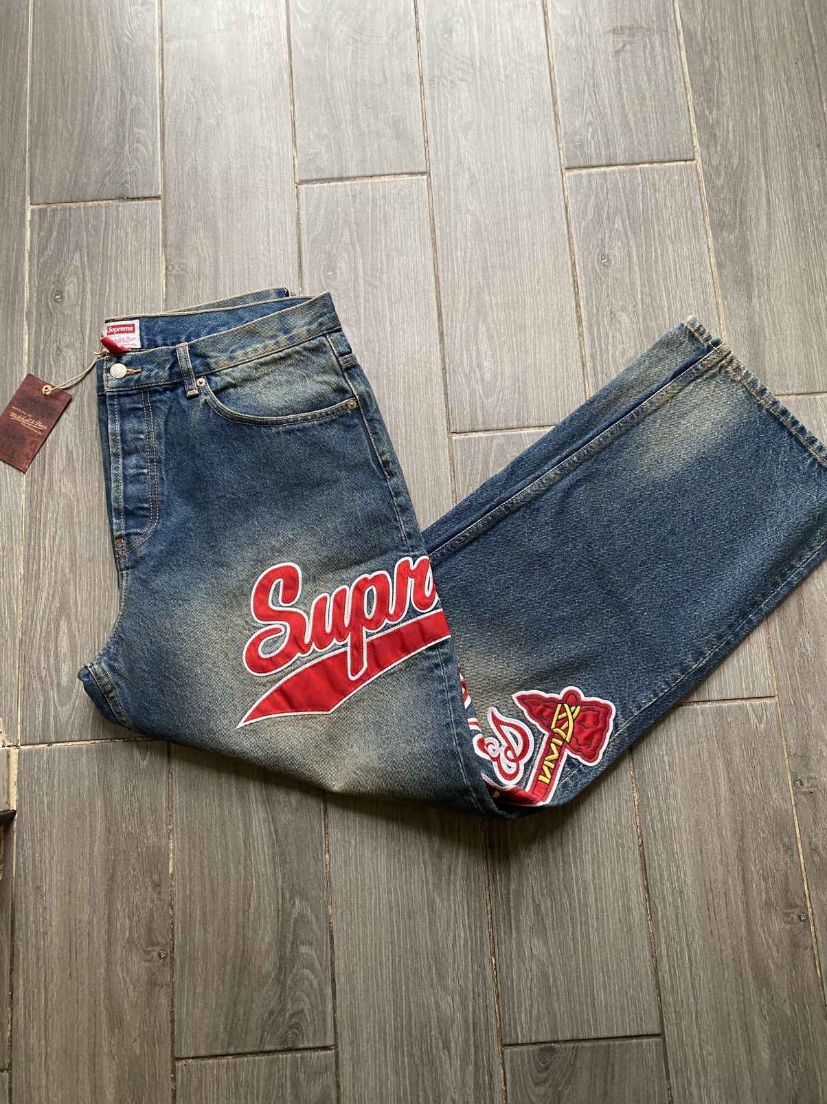 Supreme Supreme Mitchell & Ness Atlanta Braves Loose Fit Jean 36 Size US 36 / EU 52 - 7 Thumbnail