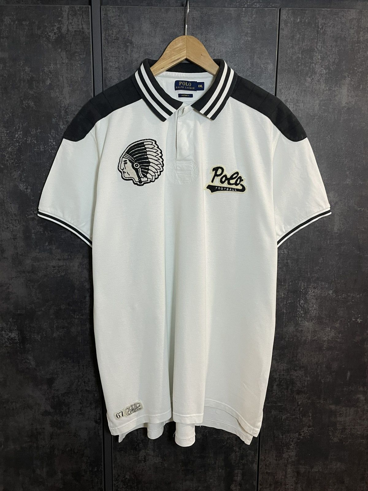 Polo Ralph Lauren Vintage Polo Ralph Lauren Football Rugby Polo T-shirt RRL Size US XXL / EU 58 / 5 - 1 Thumbnail