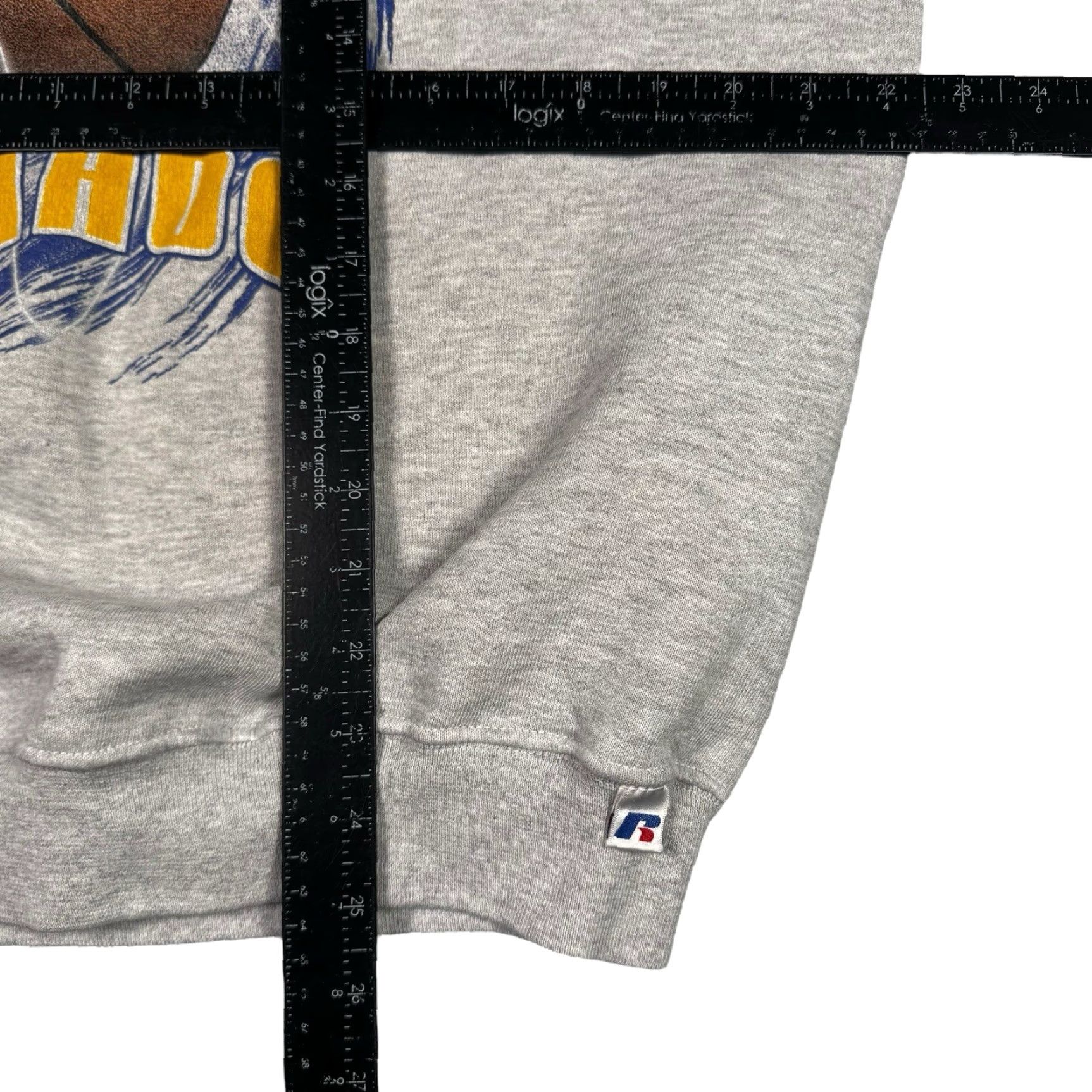 Russell Athletic VINTAGE Russell Sweatshirt Mens L Athletic 90s Y2K Fleece Basketball Crew Neck Gray Logo Folded/Regular Mens Size US L / EU 52-54 / 3 - 6 Thumbnail