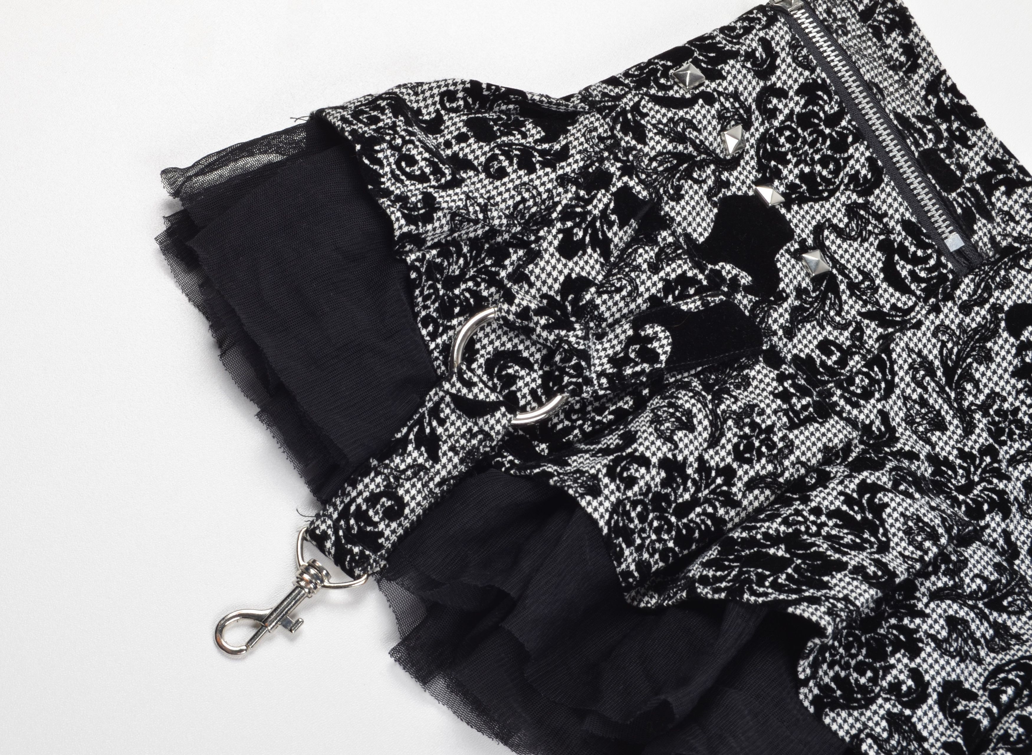 Vintage Hell Bunny Y2K Gothic Damask Punk Ruffle Tulle Zipper Skirt Size 30" / US 8 / IT 44 - 6 Thumbnail