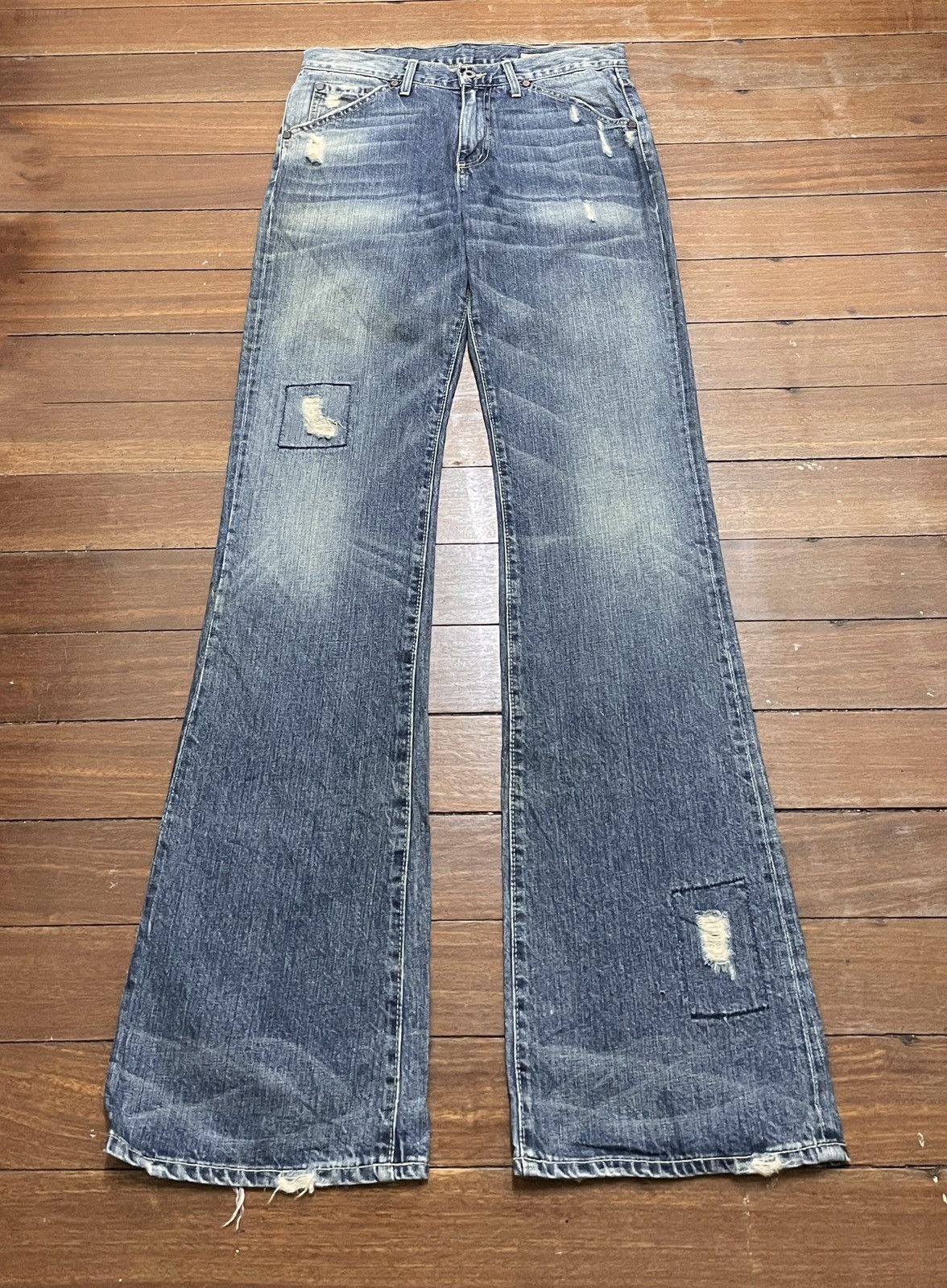 Rare Vintage Japanese Brand Chip Pepper Flared Jeans 1990s