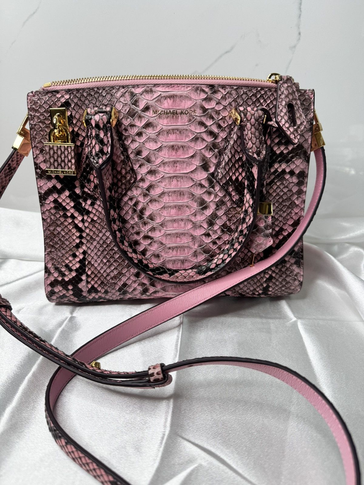 Michael Kors RARE 2015 Michael Kors Pink Python Casey Satchel Bag Size ONE SIZE - 2 Thumbnail