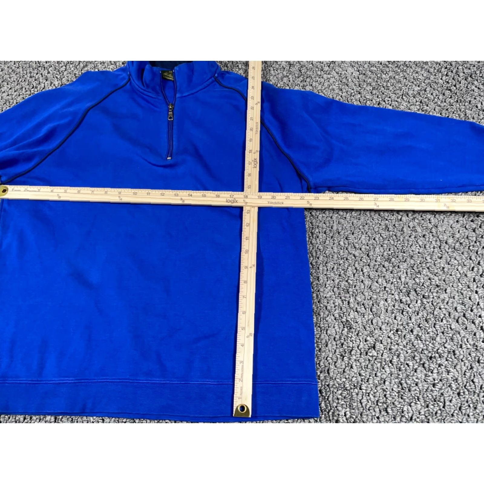 Orvis VINTAGE Orvis Signature Collection 1/4 Zip Sweater Men’s Large Blue Elbow Patches Pima Cotton Knit Pullover Size US L / EU 52-54 / 3 - 6 Thumbnail