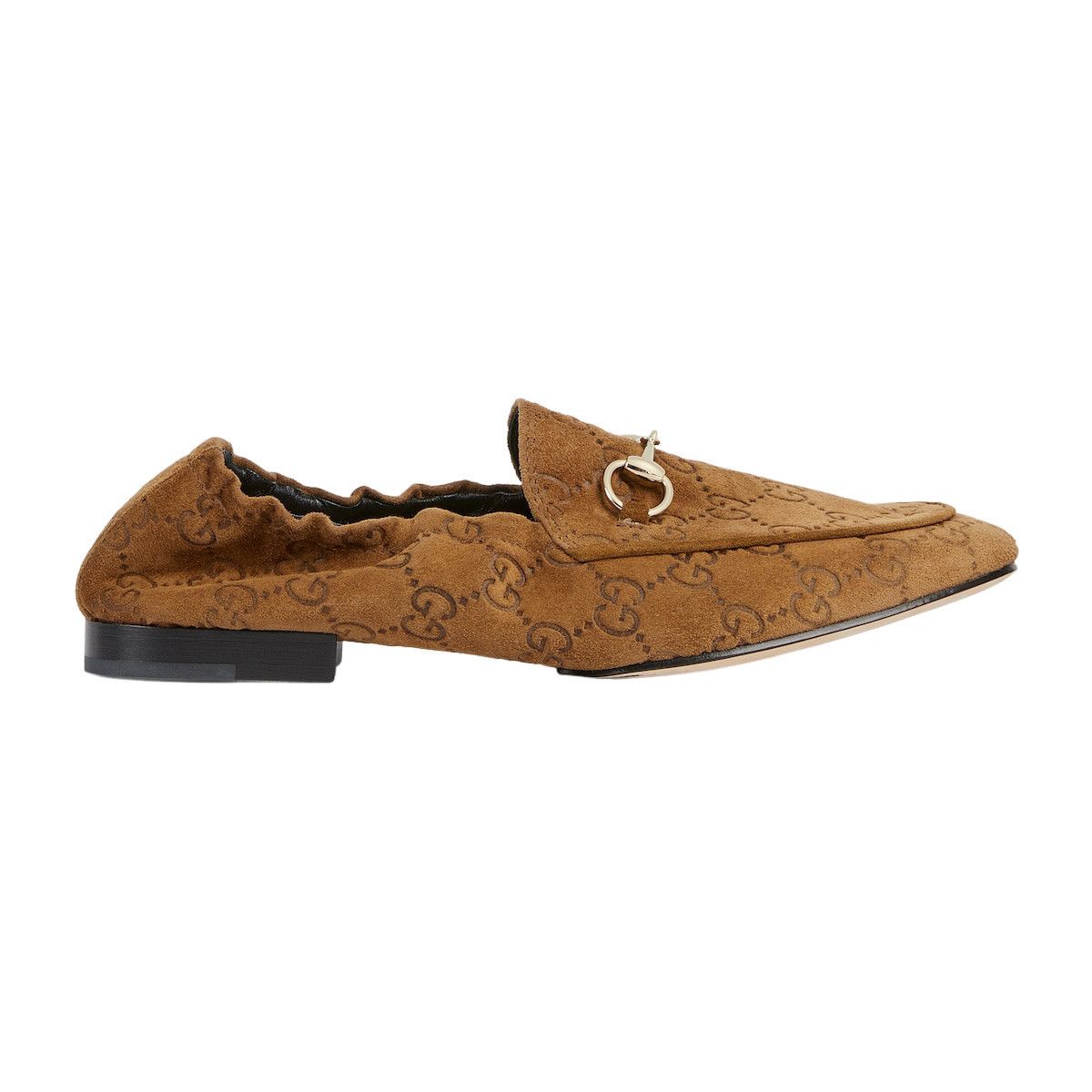 GUCCI Jordaan $1060 Women's Brown GG Suede Loafers New & Aut