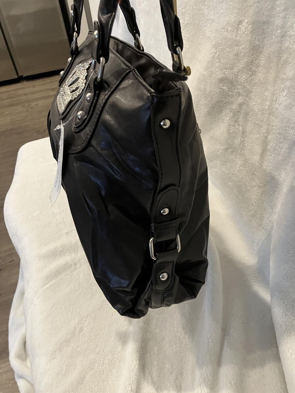 Unknown London NWT Black Handbag with Decorative Crown Accent Size ONE SIZE - 4 Thumbnail
