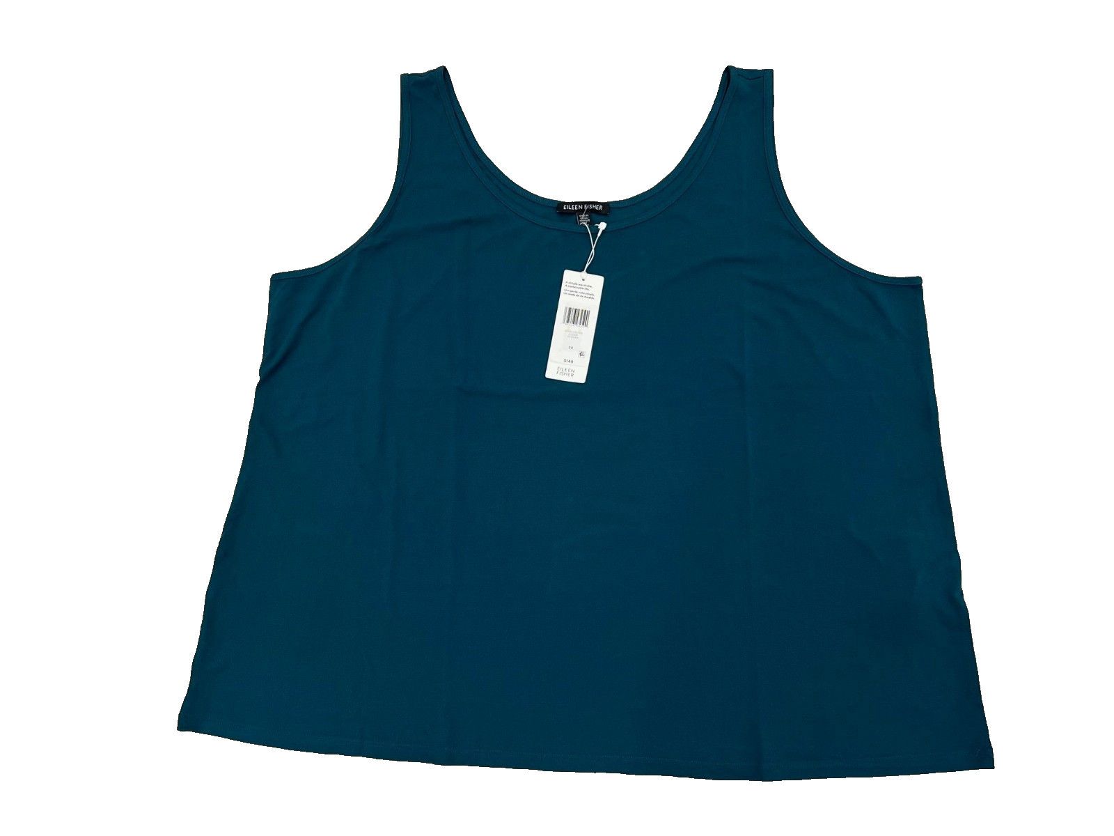 Eileen Fisher Stretch Silk Jersey Scoop Neck Tank Agean Green ( 3X ) Size 3XL / US 20-22 - 2 Thumbnail