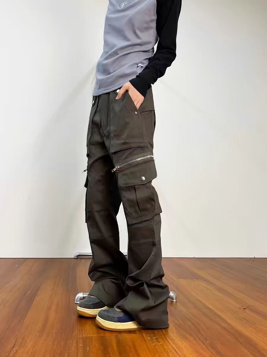 Japanese Brand × Vintage Street Y2K Zip Pocket Work Micro Flare Casual Pants Size US 32 / EU 48 - 2 Thumbnail