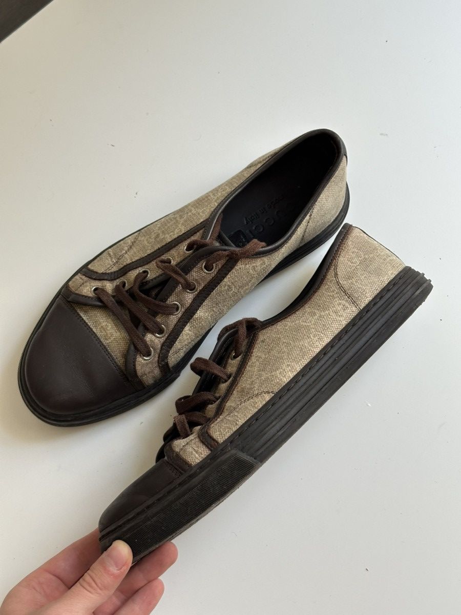Gucci Gucci Pre-Loved GG Supreme cap-toe Luxury Brown sneakers Size US 9 / EU 42 - 13 Thumbnail