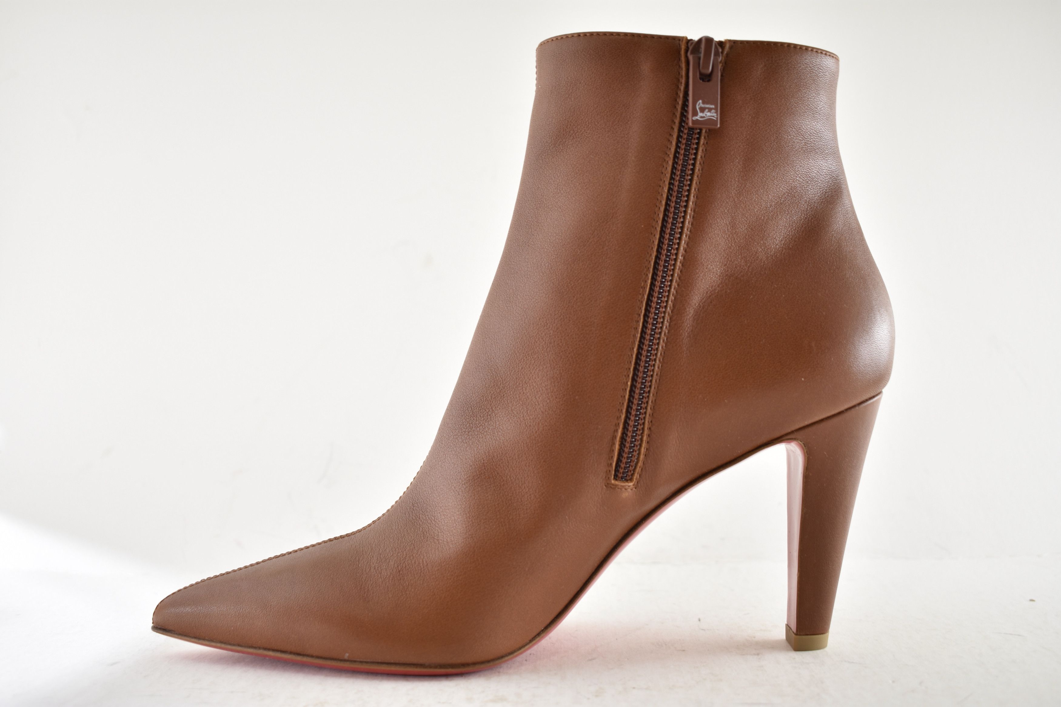 Christian Louboutin Vibella Booty 85 Brown Calf Leather Pointed Heel Bootie 37 Size US 7 / IT 37 - 14 Thumbnail