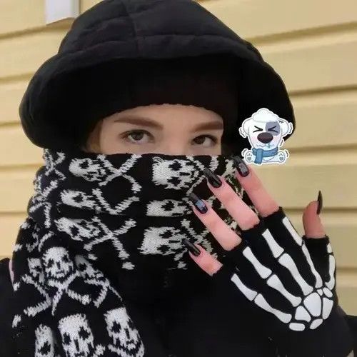 VIBE Skeleton Skull Pattern Party Winter Scarf Size ONE SIZE - 2 Thumbnail