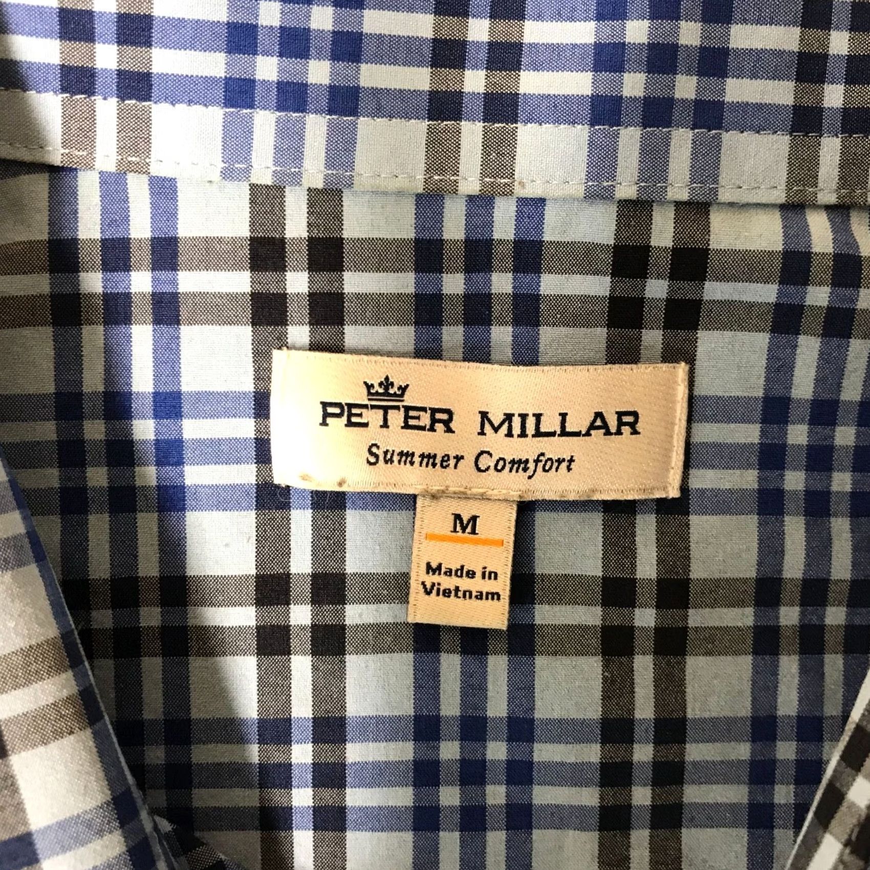 Peter Millar PETER MILLAR Mens Medium Blue Short Sleeve Button Collared Shirt w/Pocket Size US M / EU 48-50 / 2 - 7 Thumbnail