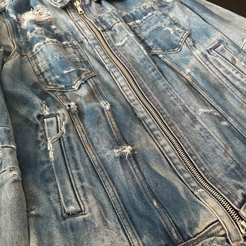 Amiri Amiri 15AW Destroyed Denim Trucker Jacket Size US M / EU 48-50 / 2 - 3 Thumbnail