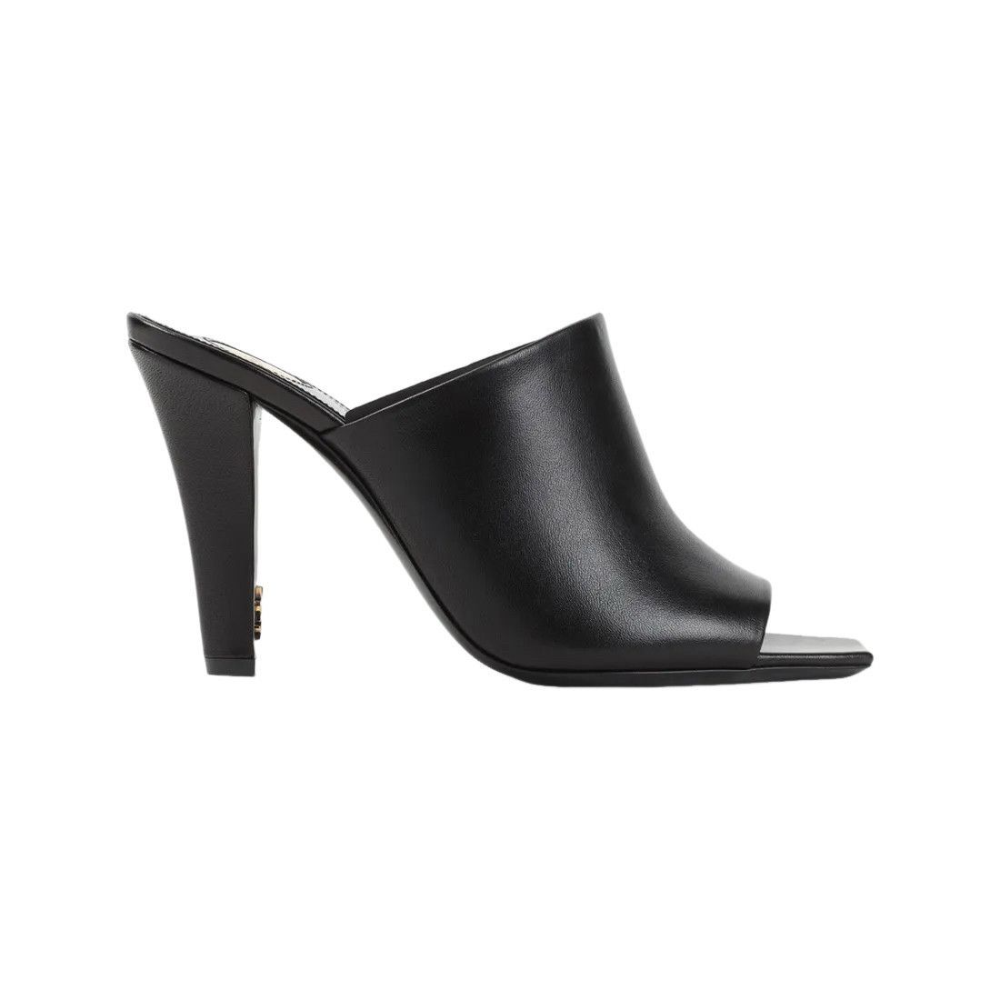 SAINT LAURENT Jill $1050 Black Smooth Leather 95mm Mules New