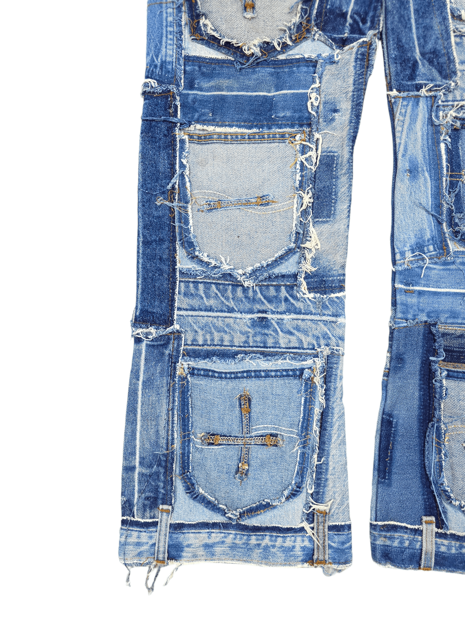 Japanese Brand × Levi's × Vintage 💎 34/32 Vintage Levi’s 505 Custom Patchwork Denim Jeans Size US 34 / EU 50 - 9 Thumbnail
