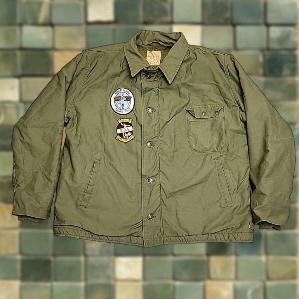 Vintage VINTAGE Military Jacket Mens XL Navy Deck 70s Boeing Experimental Flight Test AWACS E-3A Size US XL / EU 56 / 4 - 1 Thumbnail