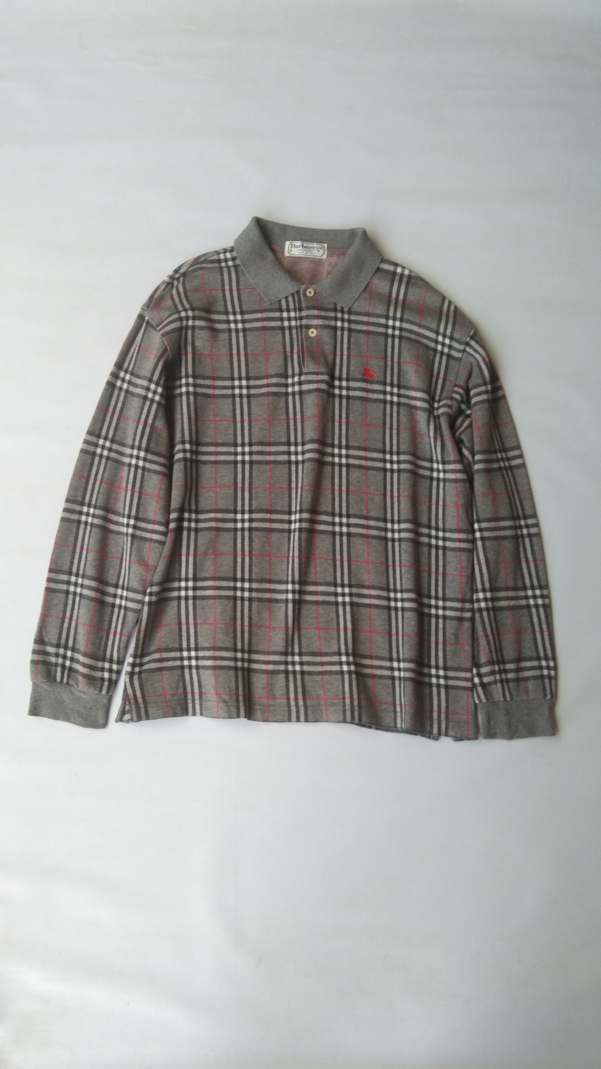 Burberry × Vintage Vtg Burberrys nova check grey long poloshirr Size US M / EU 48-50 / 2 - 1 Thumbnail